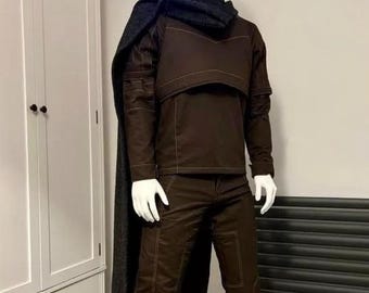 Din Djarin Mandalorian Cosplay Kostüm | Star Wars Fliegeranzug mit Weste & Schwarzer Umhang | Individuelles Kopfgeldjäger Outfit