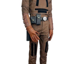 Traje de vuelo negro mandaloriano / Disfraz de cazarrecompensas de Star Wars / Conjunto de 3 piezas inspirado en Din Djarin