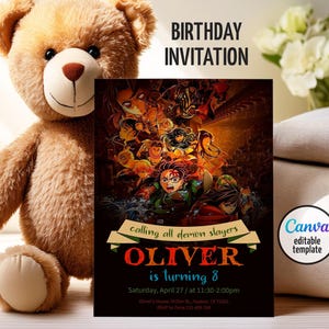 Anime invitation, printable editable Manga birthday invite, birthday party invitation digital template, teens birthday party
