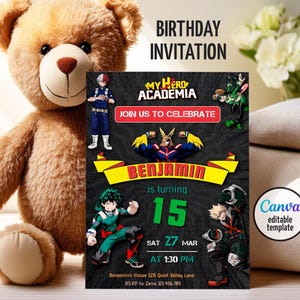 Anime invitation, printable editable Manga birthday invite, birthday party invitation digital template, teens birthday party