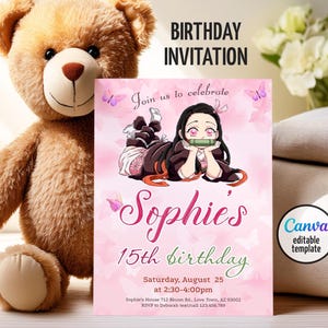 Anime invitation, printable editable Manga birthday invite, birthday party invitation digital template, teens birthday party