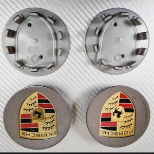 Porsche Wheel Alloy Wheel Centre Caps | Grey 76mm
