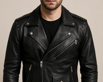 Vintage Leather Jacket Belted Woman Biker Genuine Leather
