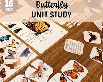 Schmetterling-Einheitsstudie | Schmetterling Vorschule Aktivitätspaket | Montessori Naturstudie | Homeschool Busy Maps zum Ausdrucken