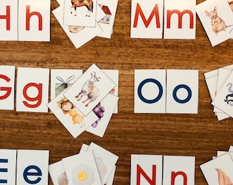 Preschool Letter Sounds Picture Matching Cards, Montessori Letters, Kindergarten Letter Sounds, Beginning Sounds, Preschool Alphabet