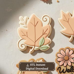 Maple Leaf Cookie Cutter STL File | 5-Size Digital Download | Autumn Fall Harvest Leaf Template PNG Projector Outline for 3D Printing