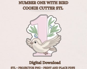 First Birthday Woodland Bird Wren Cookie Cutter STL, Wild One, Little Birdie Baby Shower, Projector PNG, PDF Templates, Digital Download