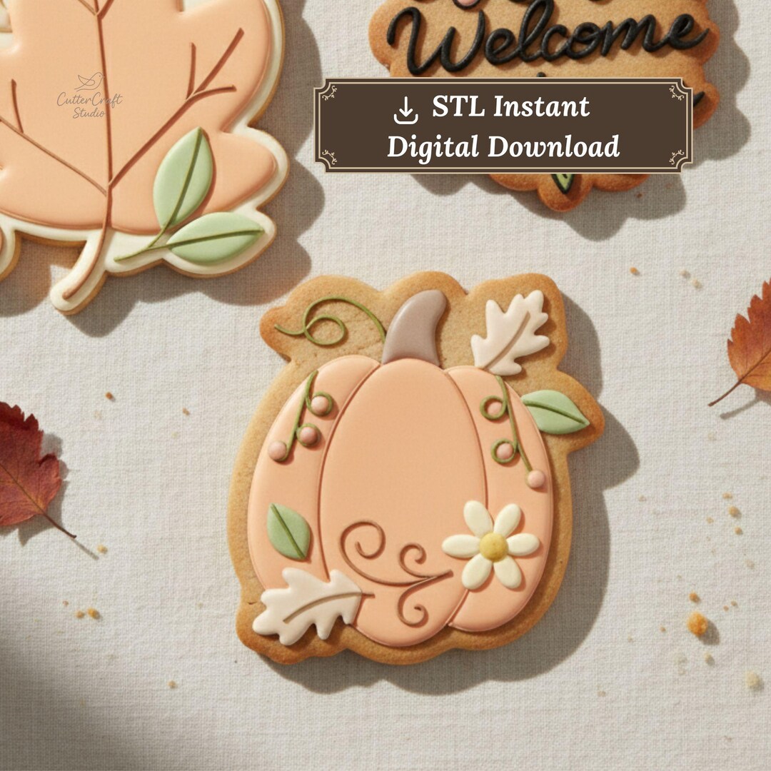 Pumpkin Plaque Cookie Cutter STL Files | 5-size Digital Download ...