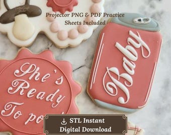 Soda Dose Cookie Cutter STL | Fertig zum knallen Baby Pop Dose | Retro Cola Baby Shower Cookie Design & Projector PNG, digitaler Download