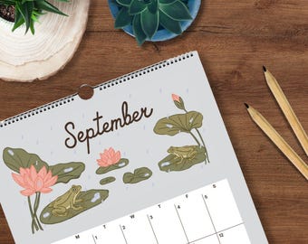 2026-2027 Academic Wall Calendar | July 2026-June 2027 Wildlife Botanical Illustrated Calendar | Teacher Back to School Gift