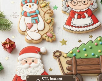 Cortador de galletas de muñeco de nieve STL + PNG / Cortador de galletas navideño, archivo digital / Plantilla para proyector de repostería y glaseado real para fiestas de invierno