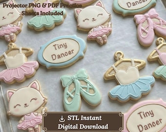 Tiny Dancer Plaque Cookie Cutter STL | Ballet Party Name Plaque | 8 Sizes | STL + True-to-Size PDF + Projector Png (Text & Blank)