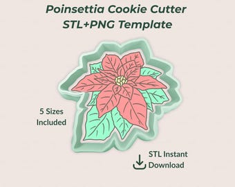Cortador de galletas de Pascua STL / Diseño floral navideño imprimible en 3D, 5 tamaños (2-4") / PNG JPG, plantilla de glaseado real