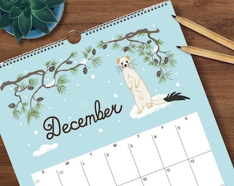 2026-2027 Academic Wall Calendar | July 2026-June 2027 Wildlife Botanical Illustrated Calendar | Teacher Back to School Gift