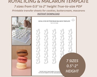 Christmas Stocking Template for Royal Icing, Buttercream Transfers & Macarons | PDF 7 Sizes 0.5"–2" | Instant Download
