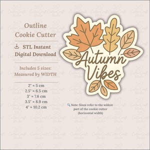 Höstlövskakutstans (STL-filer): Höstvibbar för 3D-utskrift (5 storlekar, PNG+JPG ingår) Kan användas med projektor och Royal Icing