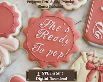 Soda Cap Rattle Cookie Cutter STL | Ready To Pop Bottle Cap | Baby Shower Cookie Design & Royal Icing Projector PNG