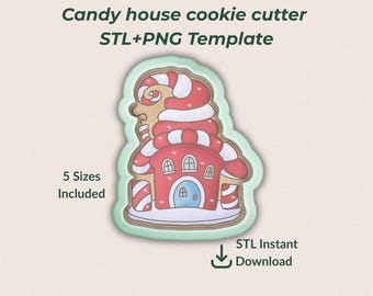 Candy House Cookie Cutter STL | Gingerbread House STL File | 3D Printed Cookie Cutter | Holiday Baking & Royal Icing Template