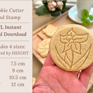 STL Spring Flower Cookie Cutter + Stamp Digital File, Instant Download, STL Cookie Cutter File 4 sizes