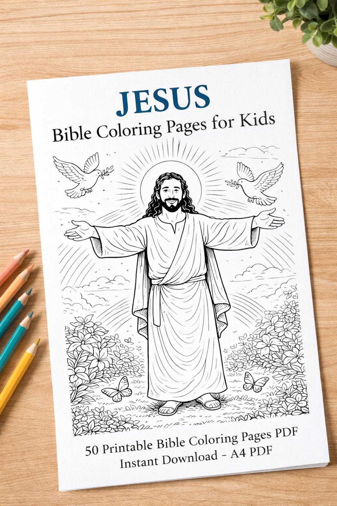 Jesus Bible Coloring Book for Kids | 50 Printable Pages | Christian ...