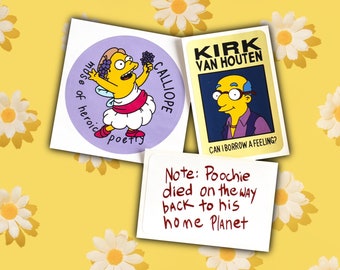 3pk Simpsons stickers // two 2x3" matte rectangular AND one 3" glossy round stickers //