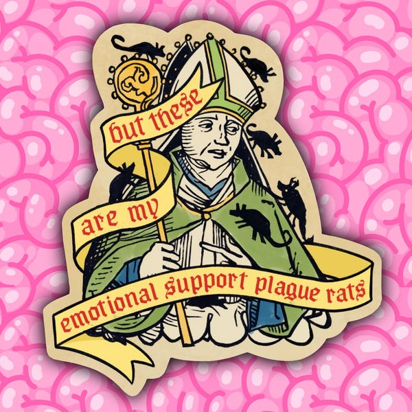 Emotional Support Plague Rats medieval sticker // approx 3" matte vinyl sticker // waterproof sticker //