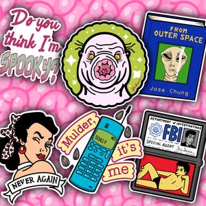 X-Files 6 sticker set // approx 2-3" glossy vinyl stickers x6 // waterproof stickers //