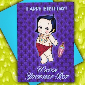 Carte d'anniversaire La mort devient sa // 5 x 7 po. // Regardez-vous pourrir //
