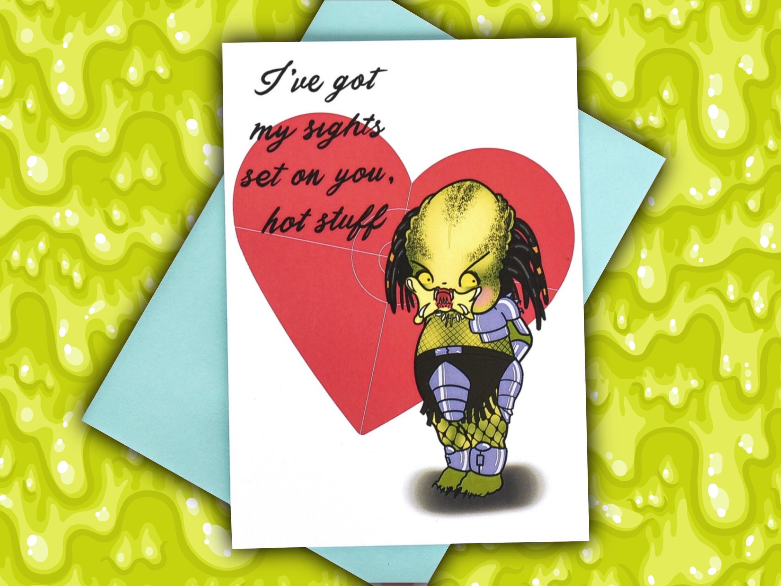 Predator Loves You Card // Horror Valentine Card Series // - Etsy