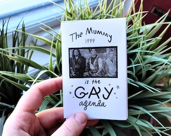 The Mummy (1999) Is The Gay Agenda zine // 8-page folded // goofy queer thirst zine //