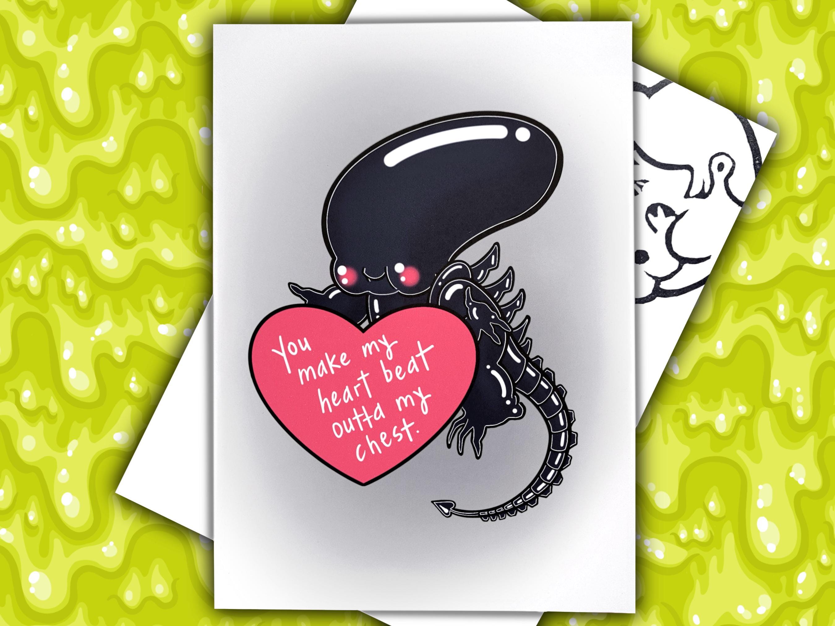 Alien Xenomorph Loves You Card // Horror Valentine Card Series