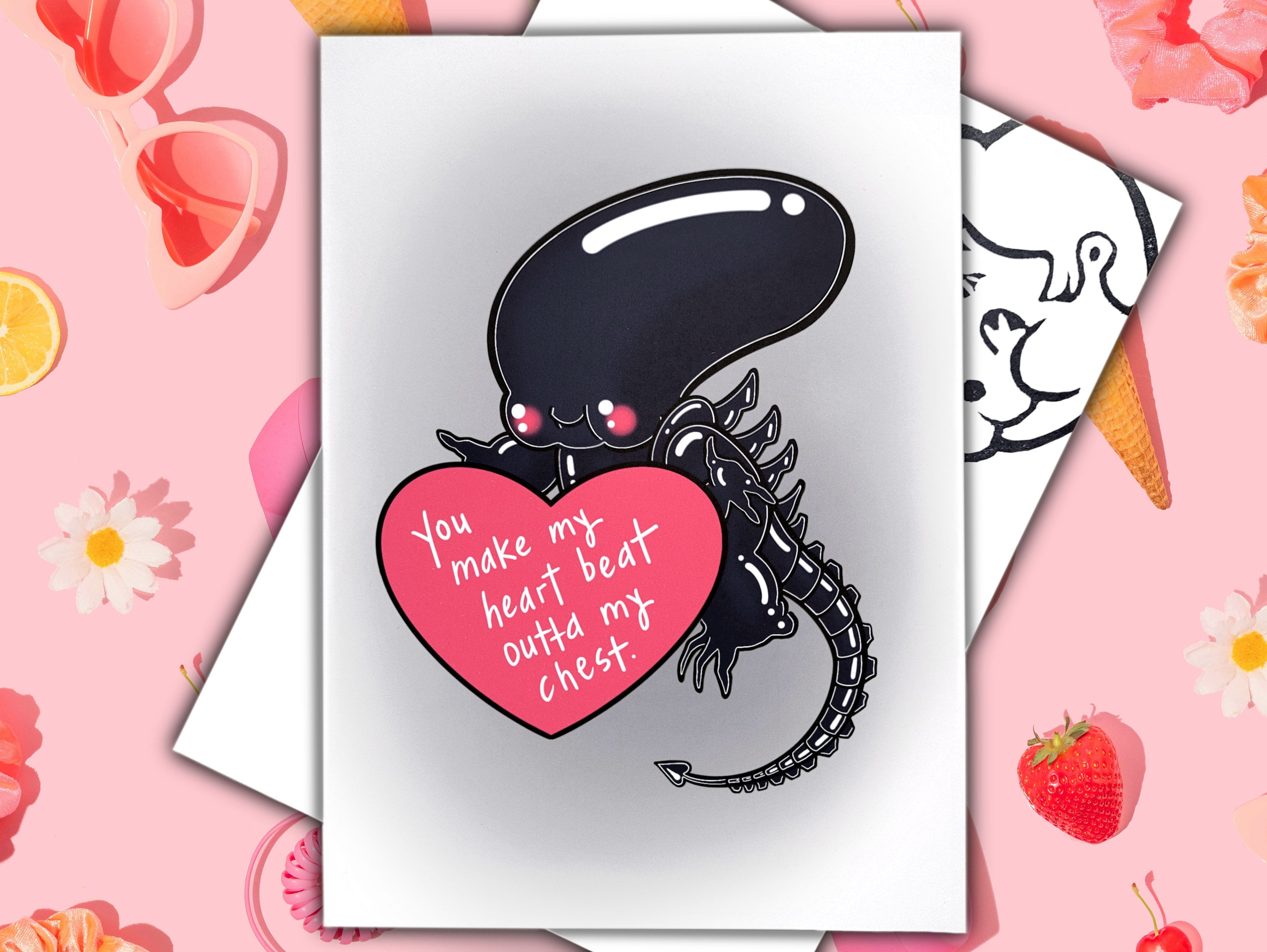 Alien Xenomorph Loves You Card // Horror Valentine Card Series