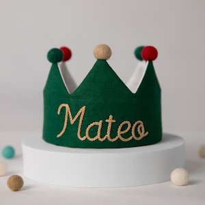 Christmas Baby Crown – Personalized Holiday Gift – Hand Embroidered First Christmas Keepsake – Custom Name Crown for Baby Girl or Boy