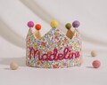 Hand Embroidered Linen Birthday Crown, Personalized Keepsake for Kids product logo