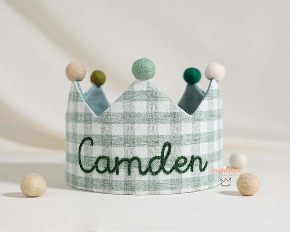 Personalized Embroidered 1st Birthday Crown Boy | Safari Theme Kids Party Hat