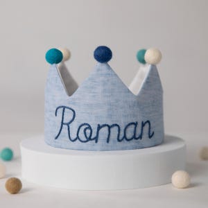 Handmade personalized crown with custom name & colorful felt balls – perfect for kids birthdays, photo props, keepsakes| party gifts.