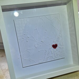 Individueller 3D-Stadtplan mit Herz – Personalisierte Karte im Bilderrahmen – Geschenk zur Hochzeit, zum Einzug oder Jahrestag