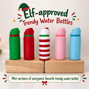 Mini Water Bottle for Christmas Elf | Trendy Elf Shenanigans | Miniature Water Bottle Elf Prop | 5 Color Options