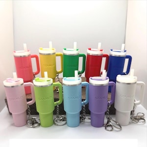 Mini Stanley Quencher inspired keychain & chapstick holder. Excellent attention to detail! Perfect for gift exchanges or stocking stuffer!