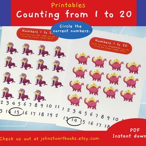 Printable Educational and Learning /Counting Numbers 1-20 for Kids| Kindergarten | Preschool