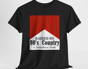 Camiseta unisex de algodón con música country de los 90, estilo vintage, ideal como regalo para fans de la música country, nostalgia de los 90, para fumadores, ropa informal y para conciertos.