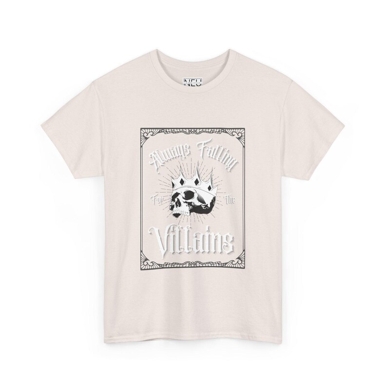 T-shirt unisex in cotone Always Falling For The Villains - T-shirt per amanti dei libri, abbigliamento piccante per libri, abbigliamento osceno, regalo per amanti dei libri, maglietta grafica immagine 3