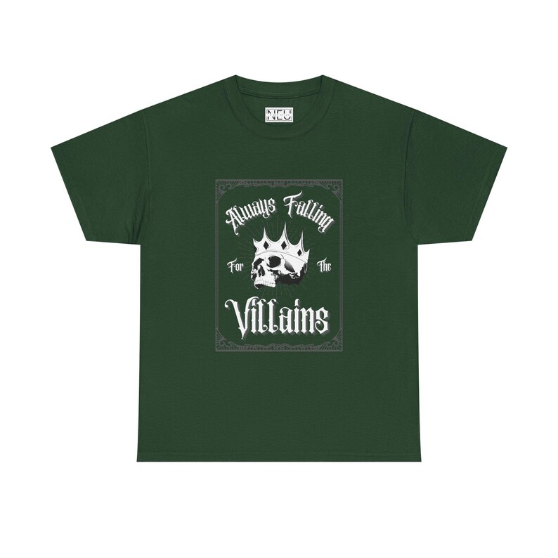 T-shirt unisex in cotone Always Falling For The Villains - T-shirt per amanti dei libri, abbigliamento piccante per libri, abbigliamento osceno, regalo per amanti dei libri, maglietta grafica immagine 1