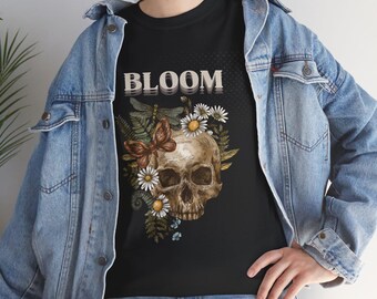 Camiseta unisex con estampado de calavera, moderna camiseta gráfica, estilo bohemio, estilo natural, ideal para el día a día, ideal como regalo.