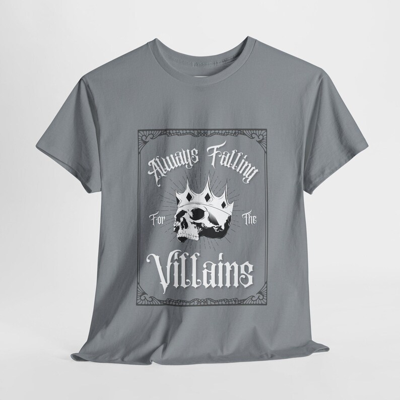 T-shirt unisex in cotone Always Falling For The Villains - T-shirt per amanti dei libri, abbigliamento piccante per libri, abbigliamento osceno, regalo per amanti dei libri, maglietta grafica immagine 6