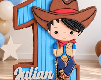 Cowboy Number Piñata, Personalized Western Birthday Party Decor