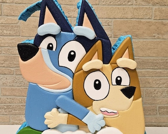 Bluey i Bingo Piñata: Ręcznie robiona dekoracja na przyjęcie urodzinowe dla dzieci