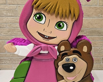 Piñata Masza i Niedźwiedź: Ręcznie robiona dekoracja na przyjęcie urodzinowe dla dzieci