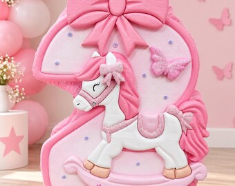 Pink Rocking Horse Piñata, Baby Girl Birthday Party