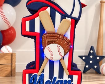 Baseball Number Piñata, Personalized Baseball Birthday Party Decor